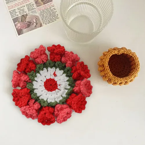 Handmade Crochet Lily of the Valley Coaster Set with Transformable Floral Design Eco-Friendly Home Decor Unique Gift for Mom